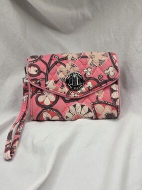 Vera Bradley Pink Quilted Floral Wristlet